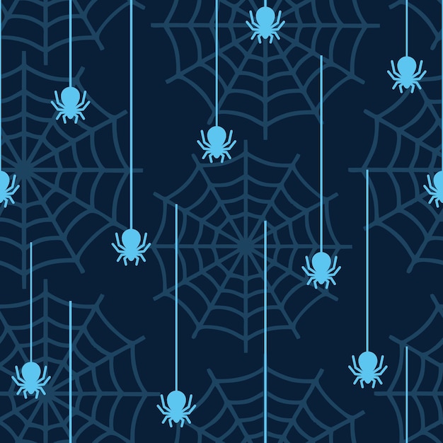 Patrón transparente de vector de halloween con araña y telaraña