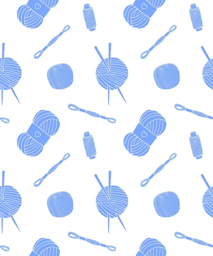 Vector patrón transparente de vector de hilo de dibujo azul