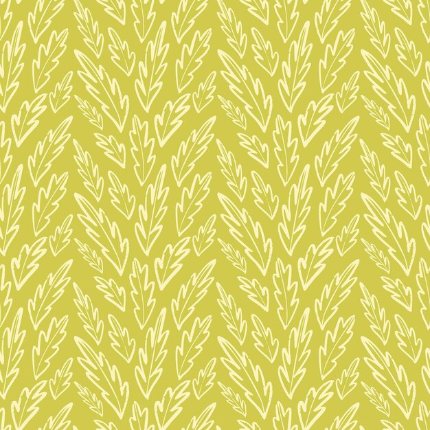Patrón transparente de vector con hojas dibujadas, fondo botánico artístico de color claro. Telón de fondo floral repetible.