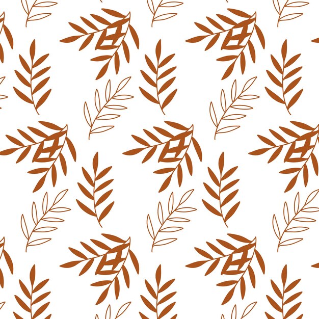 Patrón transparente de vector con hojas en estilo boho. patrón con ramas marrones. estilo boho. ilustración vectorial