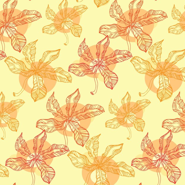 Patrón transparente de vector de hojas y flores. Fondo para cubiertas textiles o de libros, papeles pintados