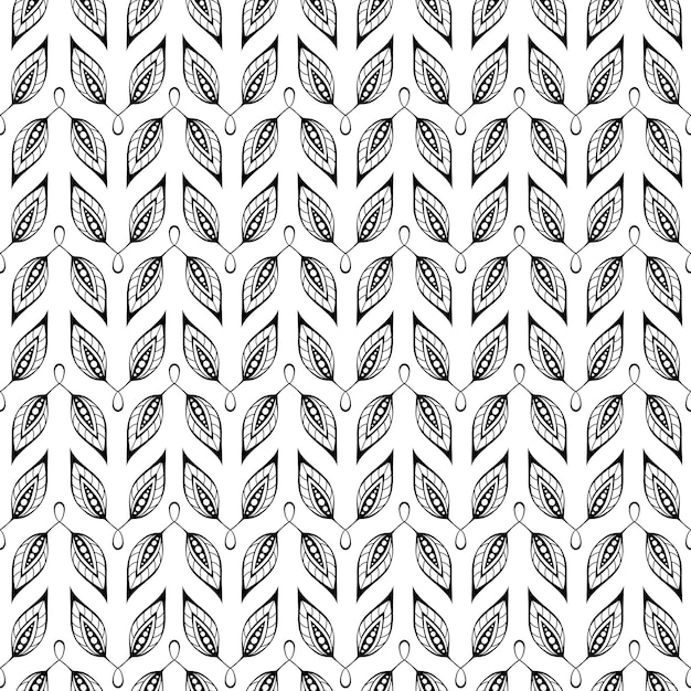 Patrón transparente de vector con hojas gráficas decorativas