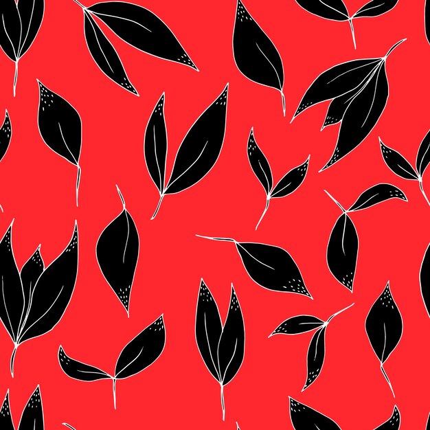 Patrón transparente de vector de hojas y ramitas Ilustración botánica simple