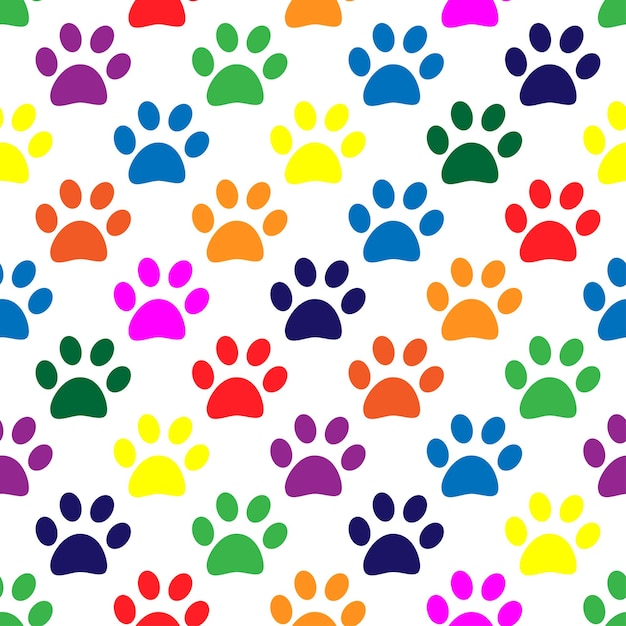 Patrón transparente de vector de huellas de mascotas de perro y gato para impresión de ropa de embalaje textil