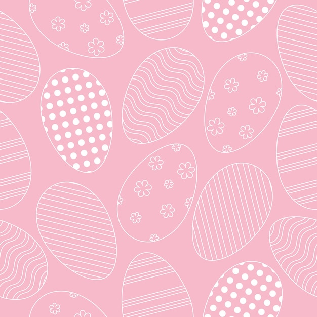 Patrón transparente de vector con huevos decorativos sobre un fondo rosa