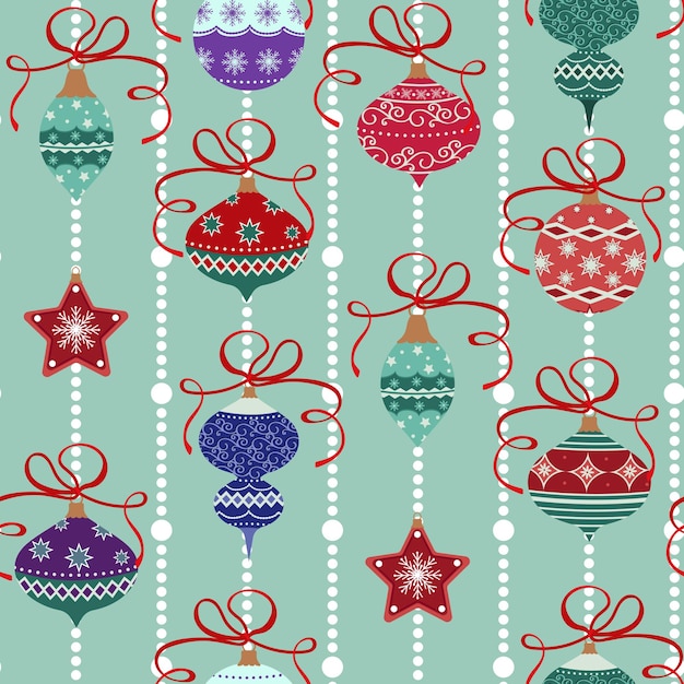 Patrón transparente de vector con juguetes de Año Nuevo y Navidad Elemento de diseño sobre un fondo verde Para decorar envases textiles