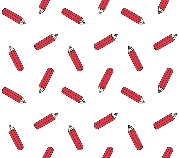 Patrón transparente de vector de lápiz de dibujo rojo