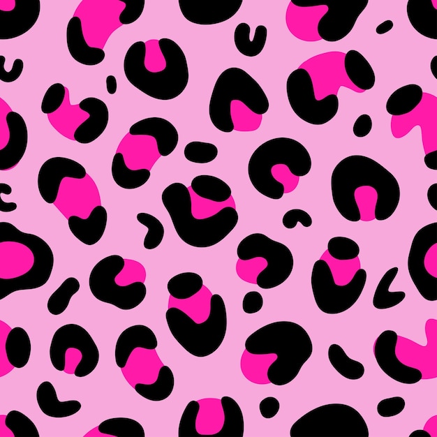 Patrón transparente de vector de leopardo de camuflaje sobre fondo rosa textura de piel de leopardo rosa