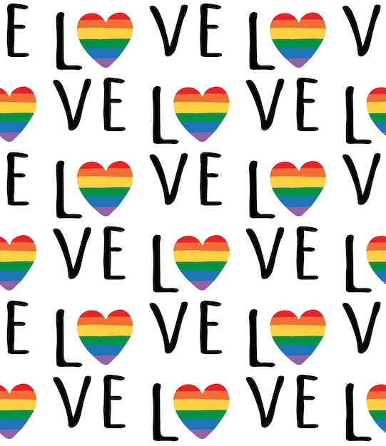 Patrón transparente de vector de letras de amor lgbt