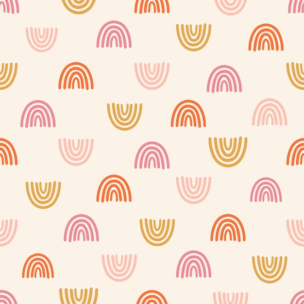 Patrón transparente de vector con lindos arco iris boho