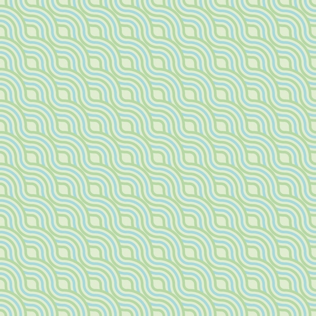 Patrón transparente de vector de líneas curvas en colores menta.