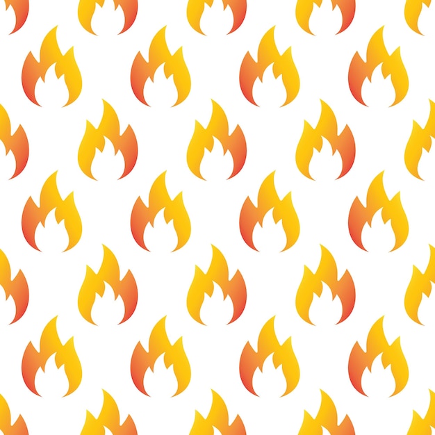 Patrón transparente de vector de llama de fuego plano