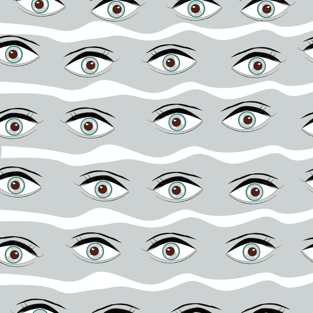 Patrón transparente de vector de mal de ojo. Magia, brujería, símbolo oculto, colección de arte lineal.