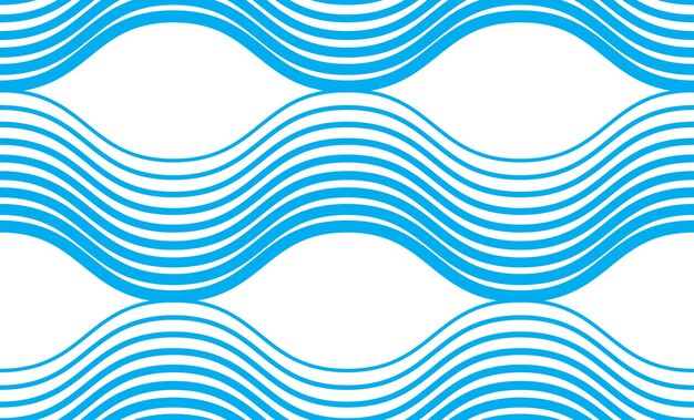 Patrón transparente de vector marino con ondas azules estilizadas, líneas curvas resumen repetir fondo de mosaico. Diseño abstracto de onda de agua.