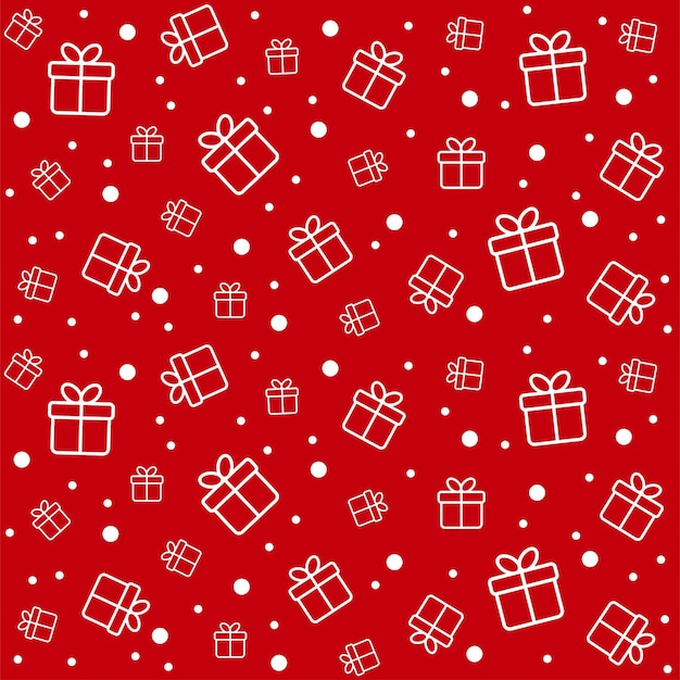 Patrón transparente de vector de Navidad con cajas de regalo. Fondo rojo mínimo para decoraciones navideñas, papel de regalo