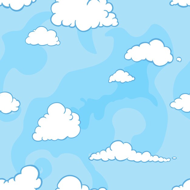 Patrón transparente de vector de nubes sobre fondo azul