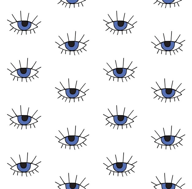 Patrón transparente de vector de ojos de boceto