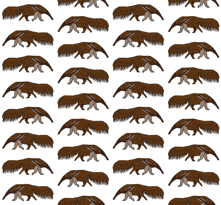 Vector patrón transparente de vector de oso hormiguero dibujado a mano