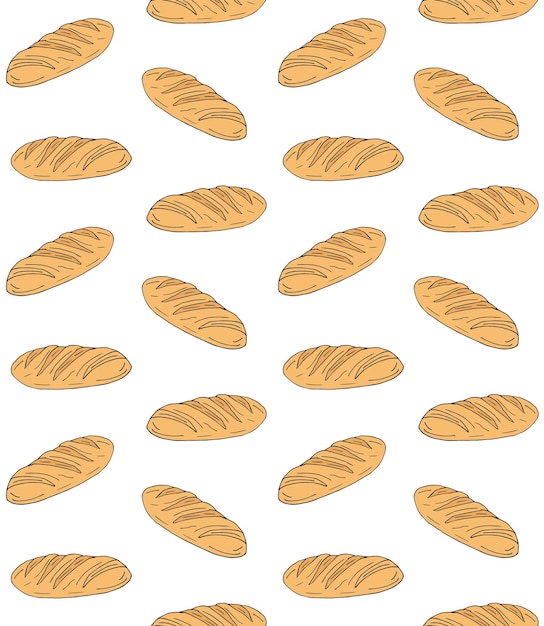 Patrón transparente de vector de pan de dibujo de garabato
