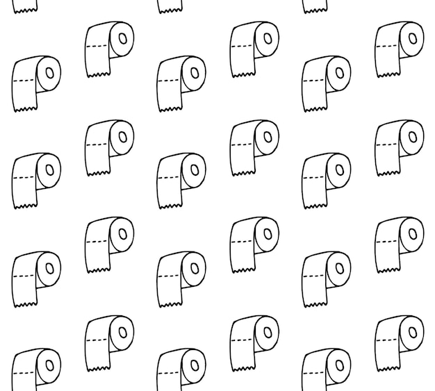 Patrón transparente de vector de papel higiénico boceto