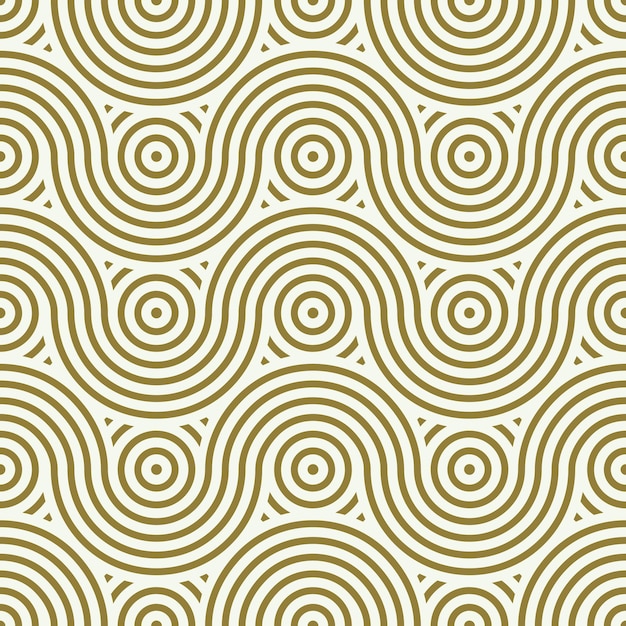 Patrón transparente de vector, papel de regalo geométrico gráfico. El telón de fondo abstracto creado con líneas y círculos ondulados entretejidos se puede utilizar en diseños textiles y web