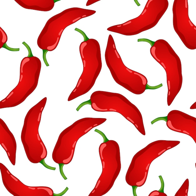 Patrón transparente de vector de pimiento rojo. Vegetal picante de chile mexicano. Textura de pimentón picante.