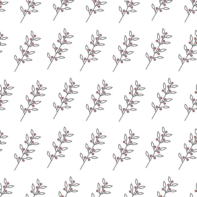 Patrón transparente de vector de plantas flores sobre un fondo blanco