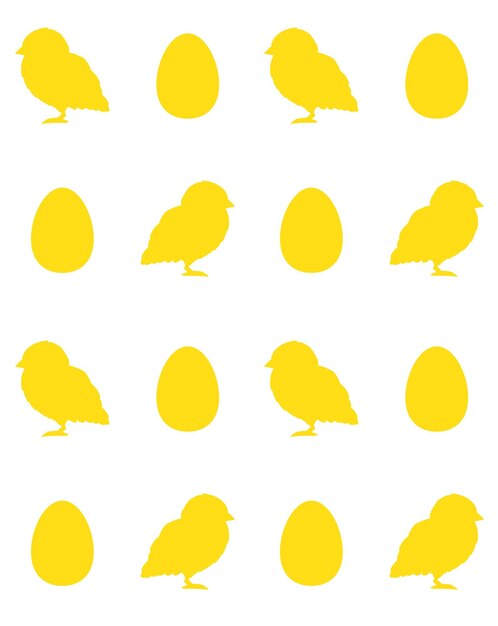 Patrón transparente de vector de pollito blanco y huevo