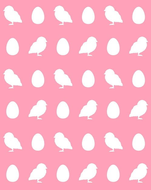 Patrón transparente de vector de pollito blanco y huevo