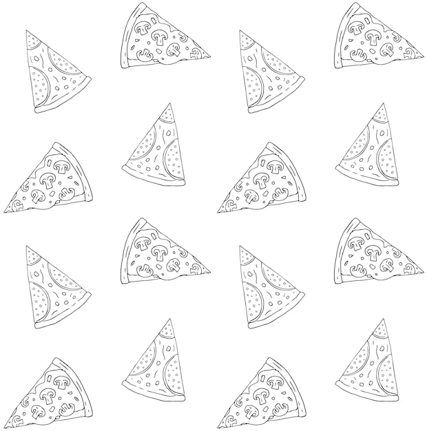 Patrón transparente de vector de porciones de pizza