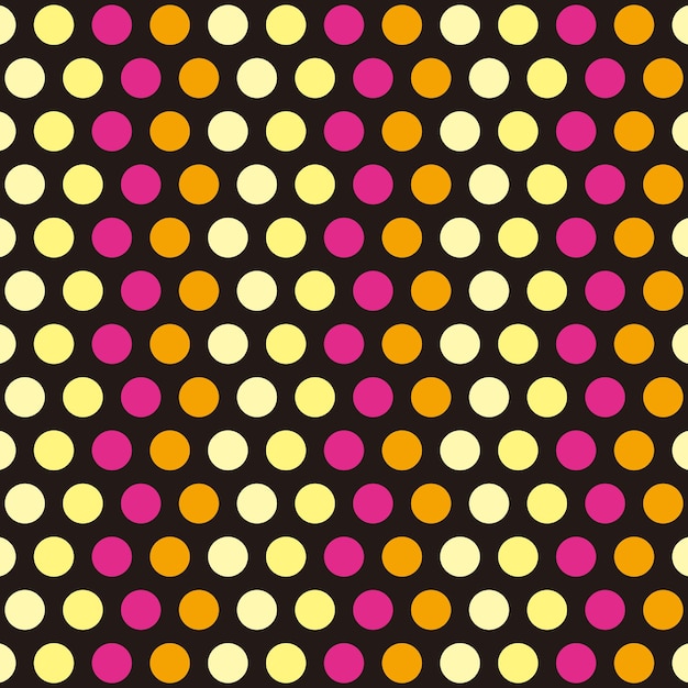 Patrón transparente de vector con puntos de colores con fondo negro