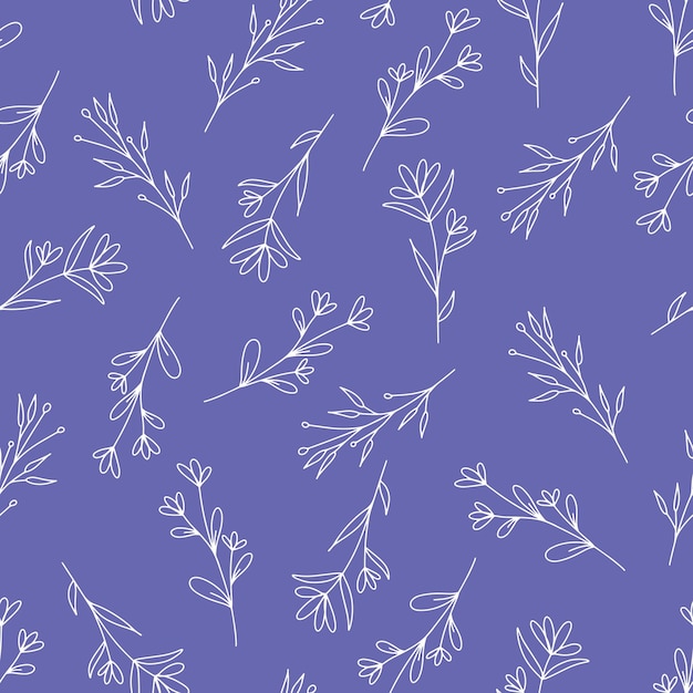 Patrón transparente de vector con ramas florales muy color peri del año 2022