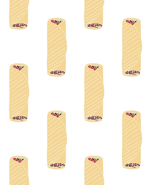 Patrón transparente de vector de shawarma coloreado