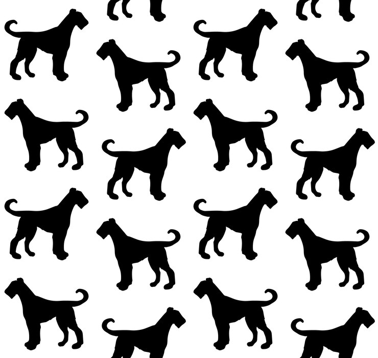 Vector patrón transparente de vector de silueta de fox terrier