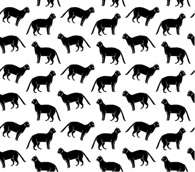 Patrón transparente de vector de silueta de gato