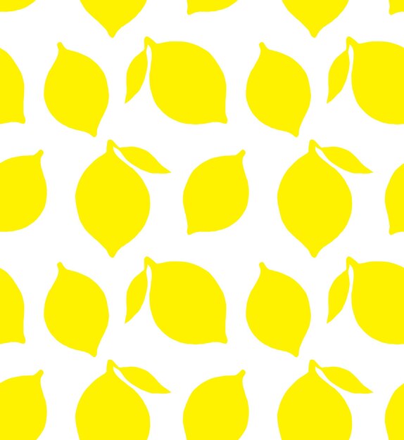 Patrón transparente de vector de silueta de limón amarillo