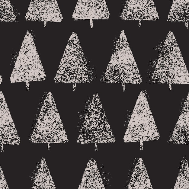 Patrón transparente de vector con siluetas de árbol de año nuevo telón de fondo de vacaciones repetible diseño para envolver tarjetas de felicitación de papel anuncios promocionales y pancartas