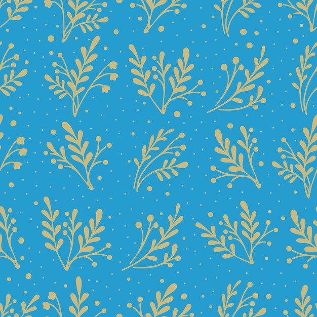 Patrón transparente de vector con siluetas de hierbas y flores