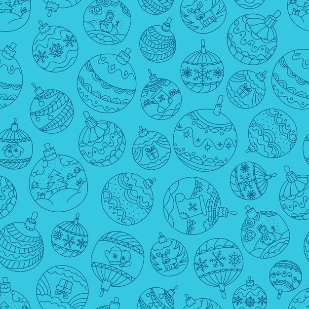 Patrón transparente de vector de temporada navideña. Fondo de adornos de Navidad doodle
