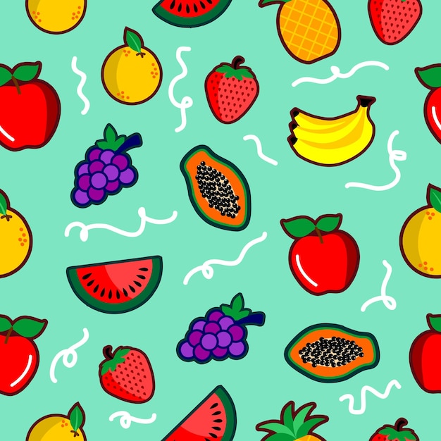 patrón transparente de vector verano fruta