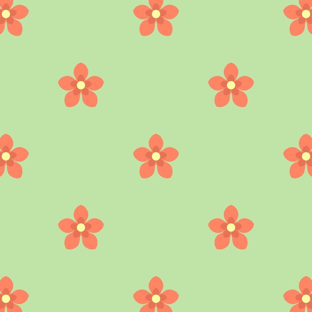 Patrón transparente de vector verde con flores blancas