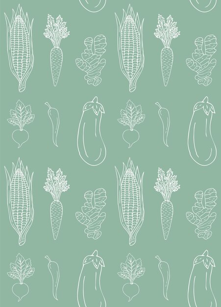 Patrón transparente de vector de verduras blancas