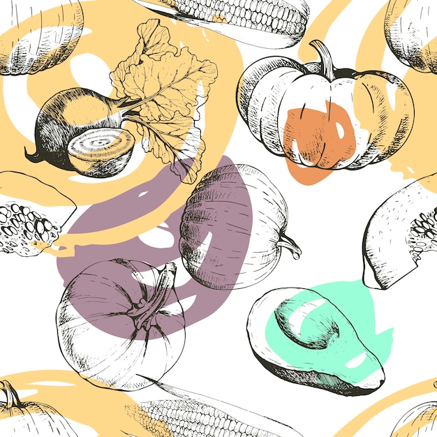 Patrón transparente de vector de verduras