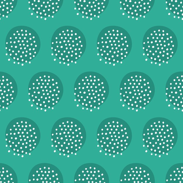 Patrón transparente verde azulado con círculos y puntos blancos