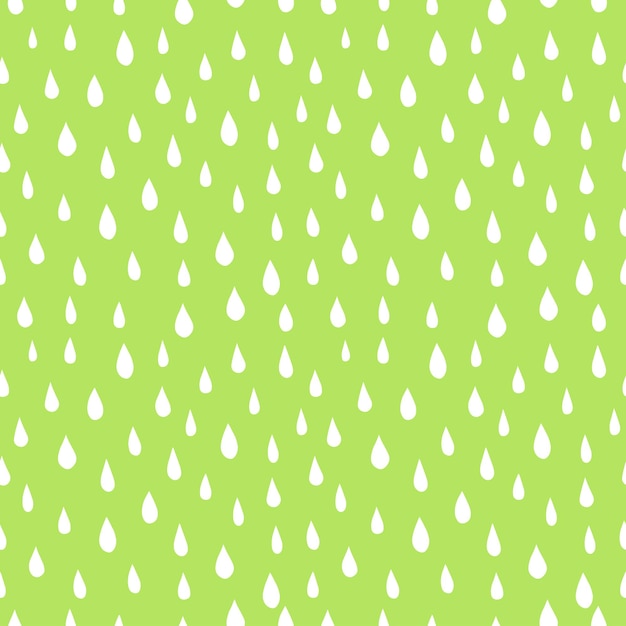 Patrón transparente verde con gotas de lluvia blancas
