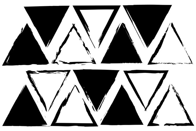 Patrón triangular abstracto Textura geométrica áspera Formas negras vectoriales Diseño minimalista moderno