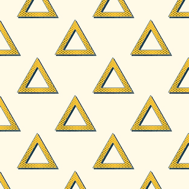Patrón de triángulos retro, fondo geométrico abstracto en estilo años 80, 90. Ilustración simple geométrica