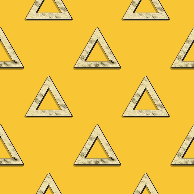 Patrón de triángulos retro, fondo geométrico abstracto en estilo años 80, 90. Ilustración simple geométrica