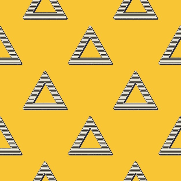 Patrón de triángulos retro, fondo geométrico abstracto en estilo años 80, 90. Ilustración simple geométrica