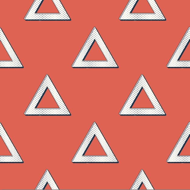 Patrón de triángulos retro, fondo geométrico abstracto en estilo años 80, 90. Ilustración simple geométrica
